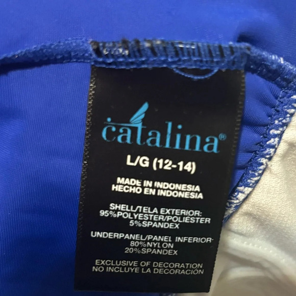 CATALINA large (12-14) Tankini Top Swim Beach Stretch padded Blue white  floral - Picture 11 of 12